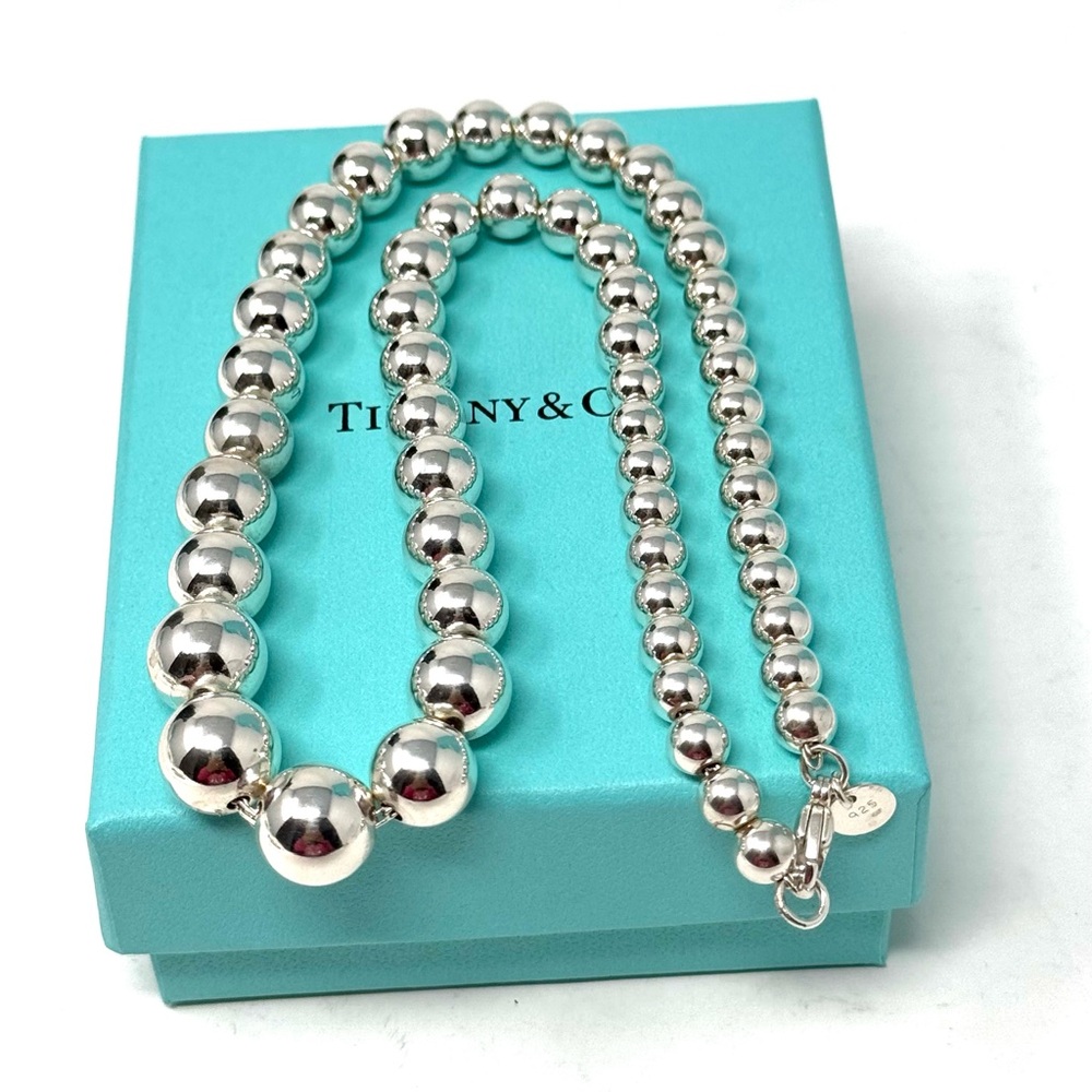 Authentic Tiffany & Co. Graduated Beaded Ball Necklace.